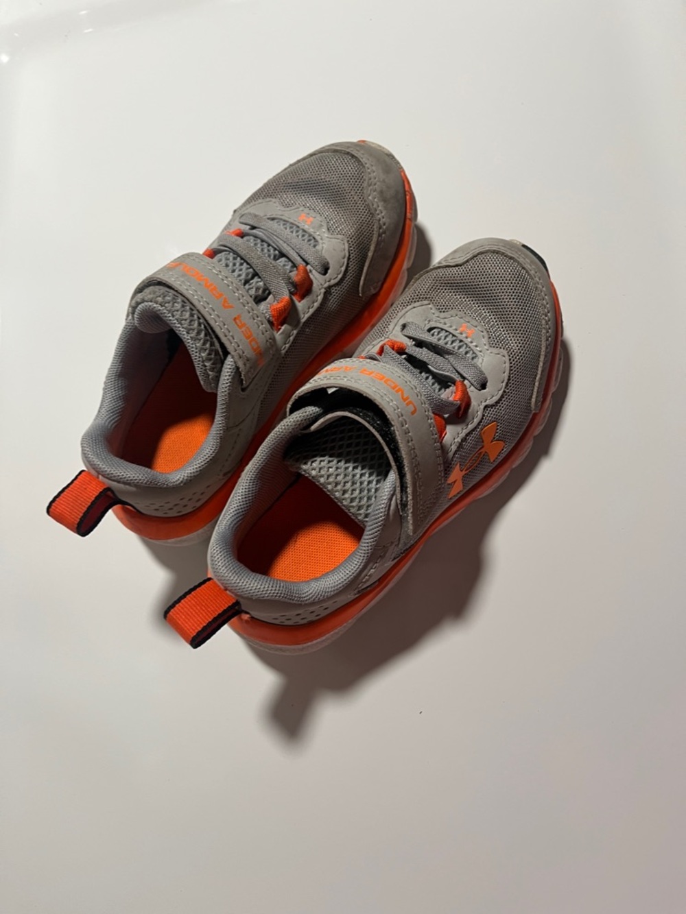 Under Armour Kids Gray and Orange Athletic Sneakers